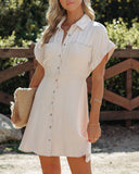 Adelyn Button Down Shirt Dress - Taupe SHE -001