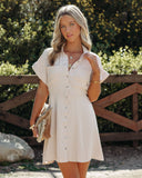 Adelyn Button Down Shirt Dress - Taupe SHE -001