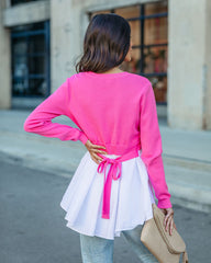 Adrienne Contrast Poplin Sweater Top - Pink ENDL-001