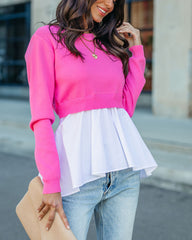 Adrienne Contrast Poplin Sweater Top - Pink ENDL-001