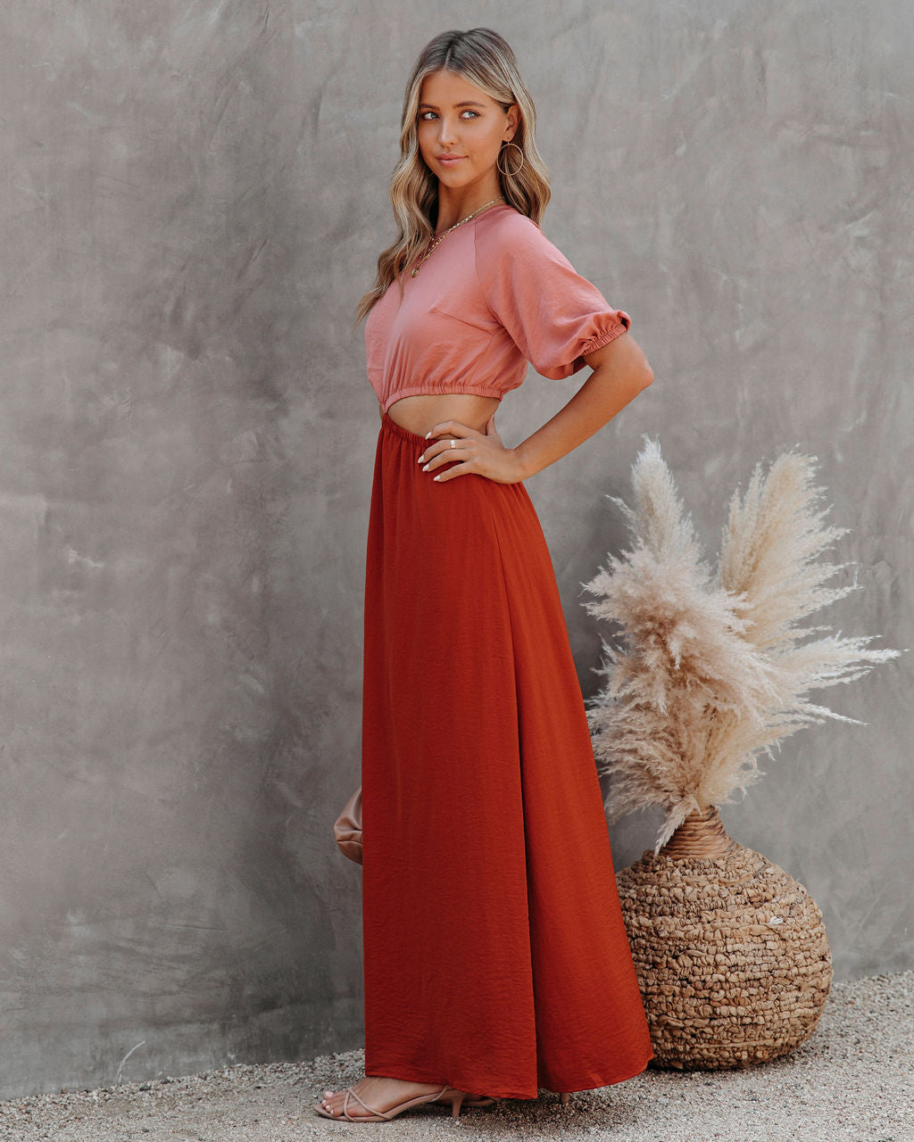 Aguilar Colorblock Cutout Maxi Dress LUCC-001