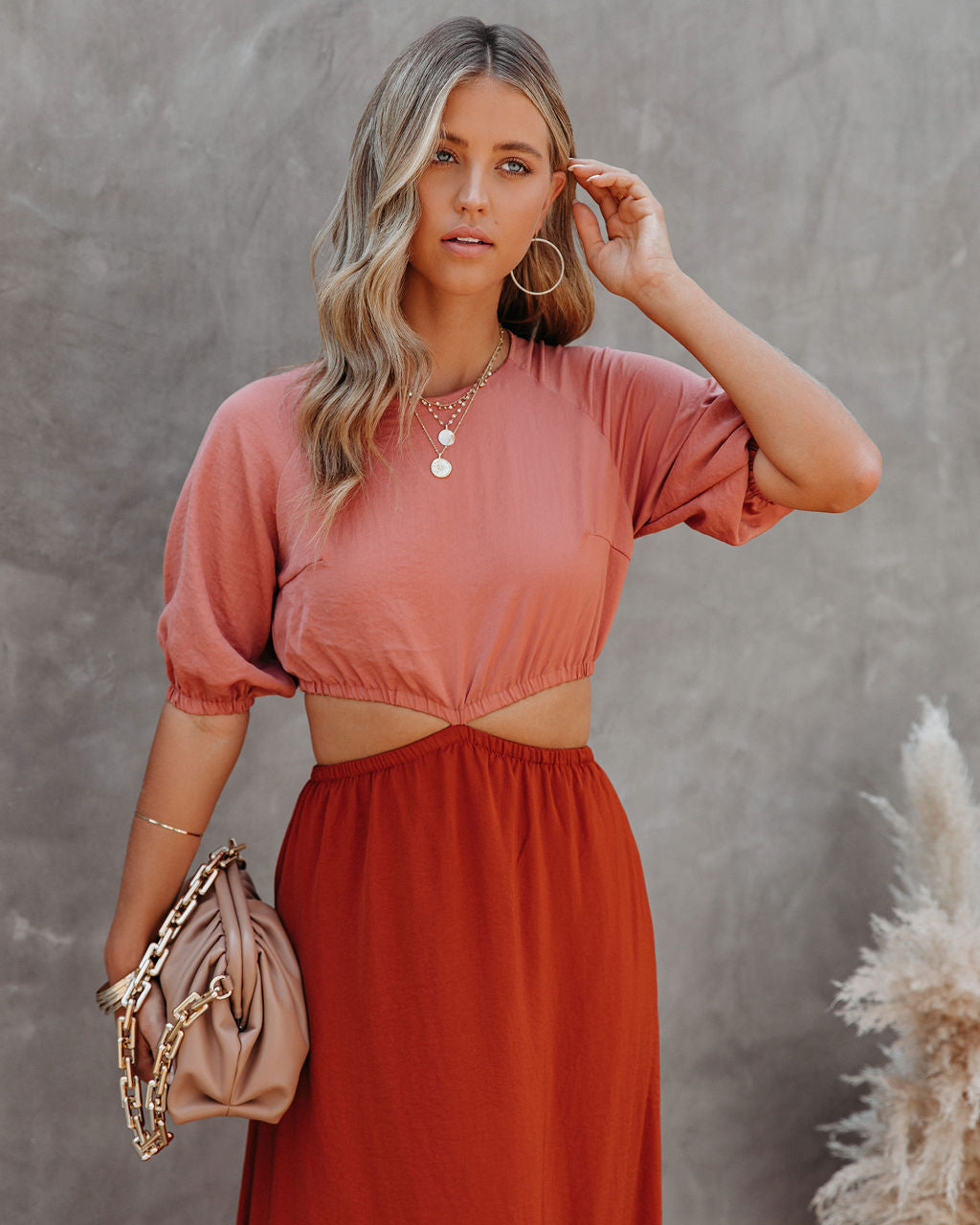 Aguilar Colorblock Cutout Maxi Dress LUCC-001