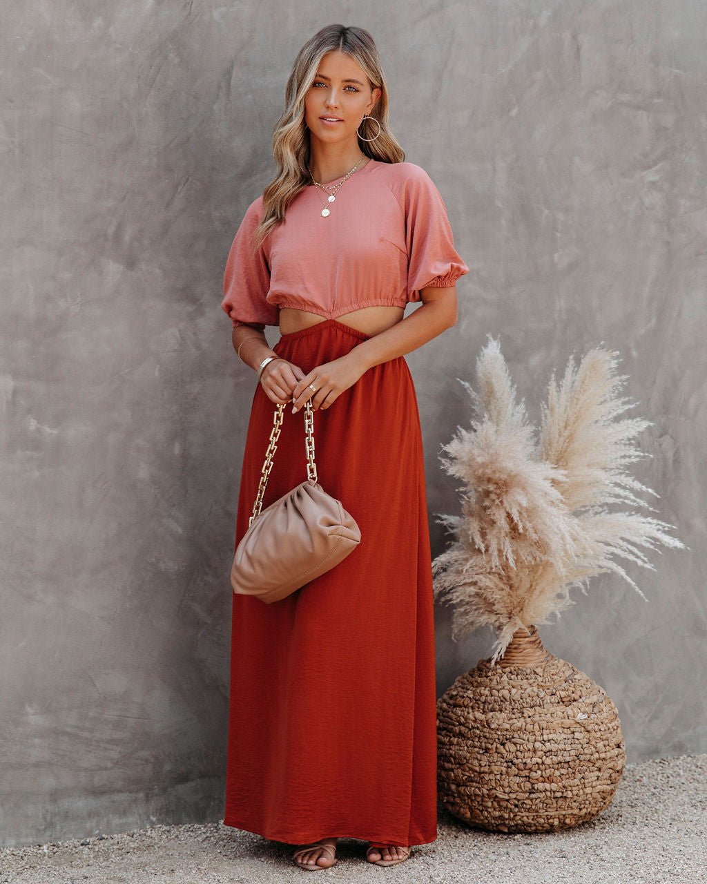 Aguilar Colorblock Cutout Maxi Dress LUCC-001