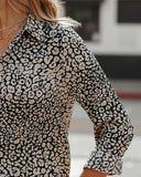 Aimee Satin Leopard Button Down Blouse SKIE-001