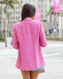 Ainsley Pocketed Tweed Blazer - Hot Pink FATE-001