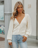 Alba Cotton Blend Pearl Button Front Cardigan - Ivory DEE-001