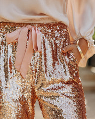 All Ritz Pocketed Sequin Crop Pants - Rose Gold - FINAL SALE LIST-001