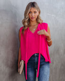 All That Matters Pleated Sleeveless Blouse - Hot Pink - FINAL SALE
