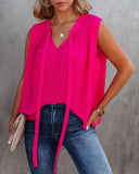 All That Matters Pleated Sleeveless Blouse - Hot Pink - FINAL SALE FATE-001