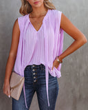 All That Matters Pleated Sleeveless Blouse - Lilac - FINAL SALE FATE-001