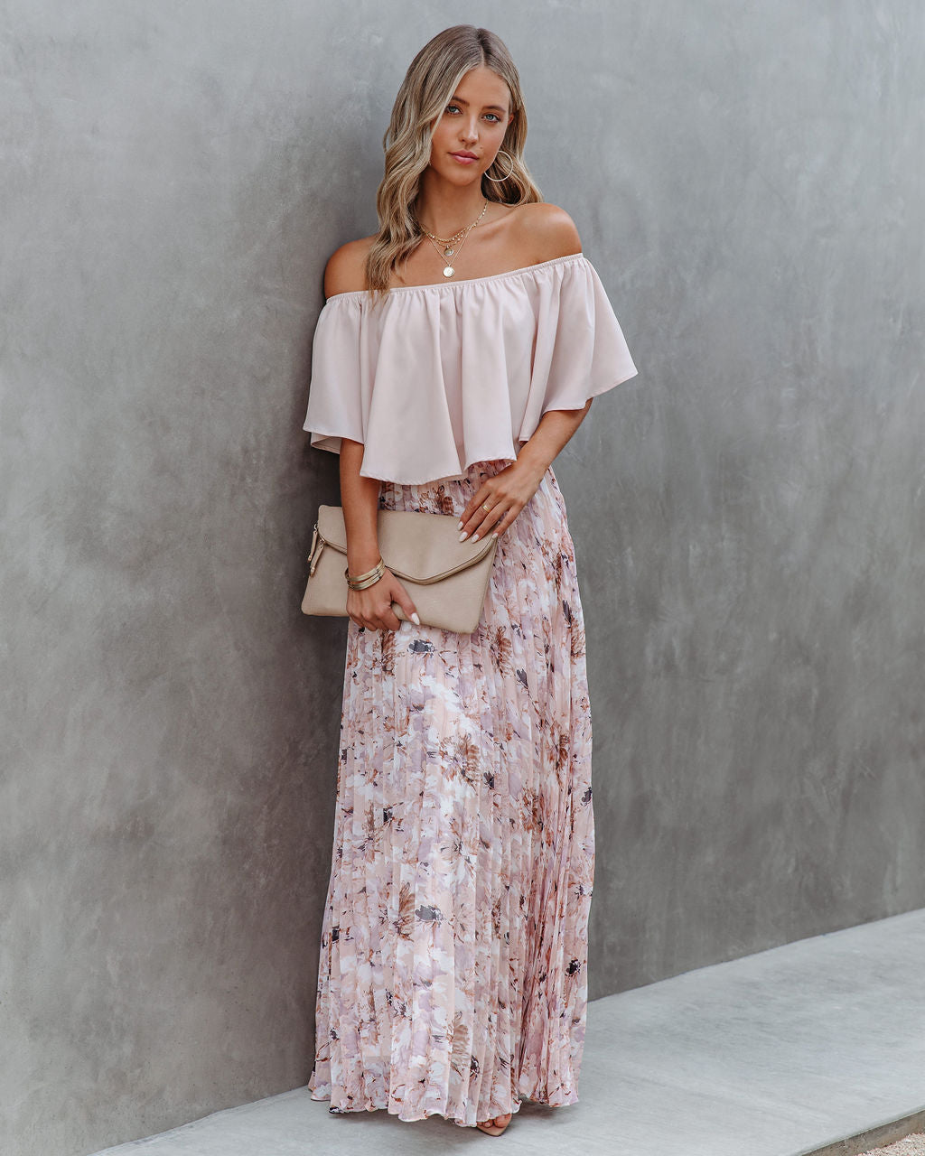 Andreja Floral Pleated Maxi Skirt ON T-001