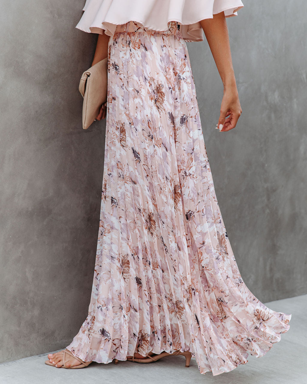 Andreja Floral Pleated Maxi Skirt ON T-001