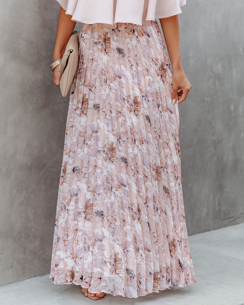 Andreja Floral Pleated Maxi Skirt ON T-001