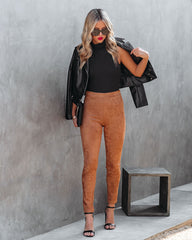 Arlette High Rise Faux Suede Legging - Camel InsStreet