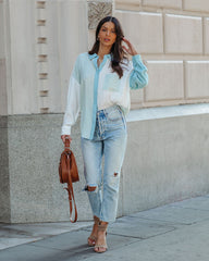 Ashford Colorblock Button Down Top - Blue Multi InsStreet