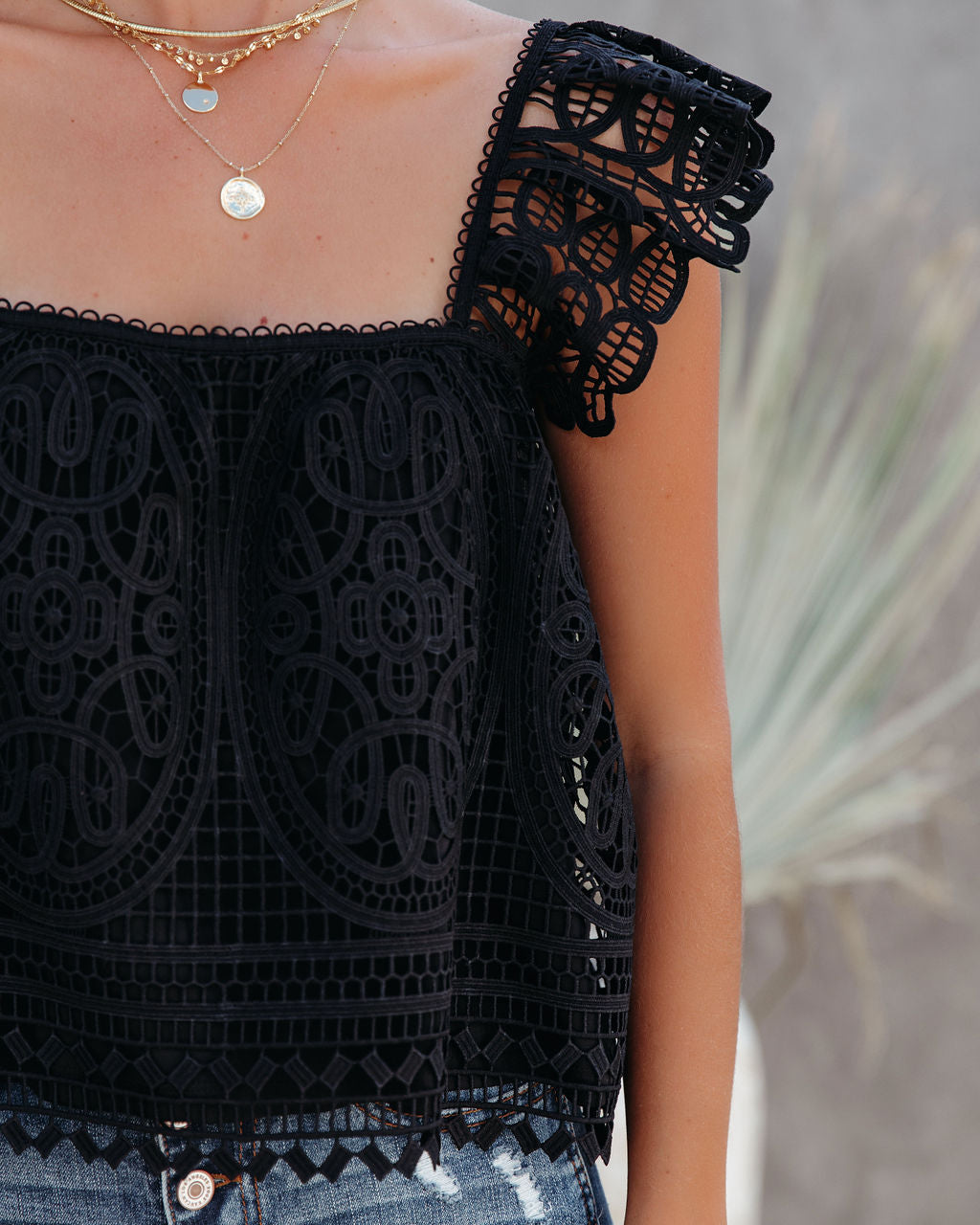 At Last Crochet Lace Crop Top - Black InsStreet