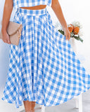 Athina Cotton Blend Pocketed Midi Skirt - Blue InsStreet