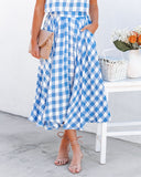 Athina Cotton Blend Pocketed Midi Skirt - Blue InsStreet