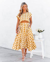 Athina Cotton Blend Gingham Crop Top - Mustard InsStreet