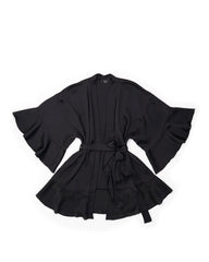 Aurora Textured Satin Kimono - Black - FINAL SALE InsStreet