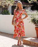 Aviana Floral Square Neck Midi Dress - Multi InsStreet
