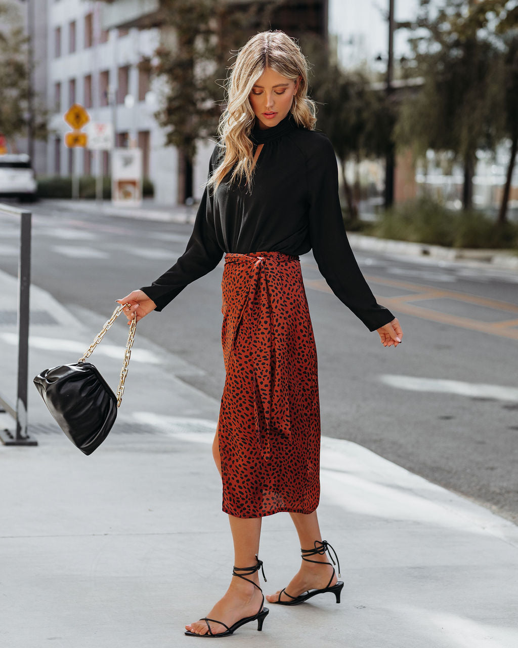 Avianna Satin Printed Wrap Midi Skirt - FINAL SALE InsStreet