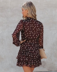 Ayesha Floral Ruffle Dress - Brown - FINAL SALE InsStreet