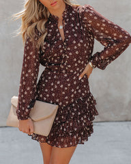 Ayesha Floral Ruffle Dress - Brown - FINAL SALE InsStreet