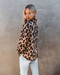 Ball Of Joy Button Down Leopard Blouse InsStreet