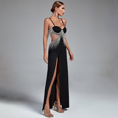 Strappy Sleeveless Drill Chain Maxi Bodycon Dress Ins Street