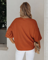 Barb Puff Sleeve Knit Top - Cognac InsStreet