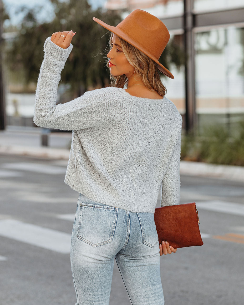 Basin Cropped Knit Sweater - Grey - FINAL SALE InsStreet