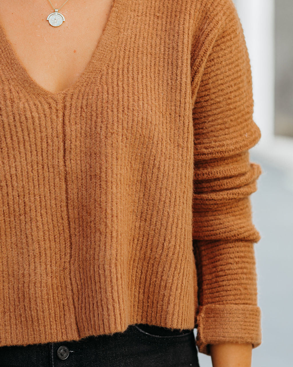 Basin Cropped Knit Sweater - Mocha - FINAL SALE InsStreet