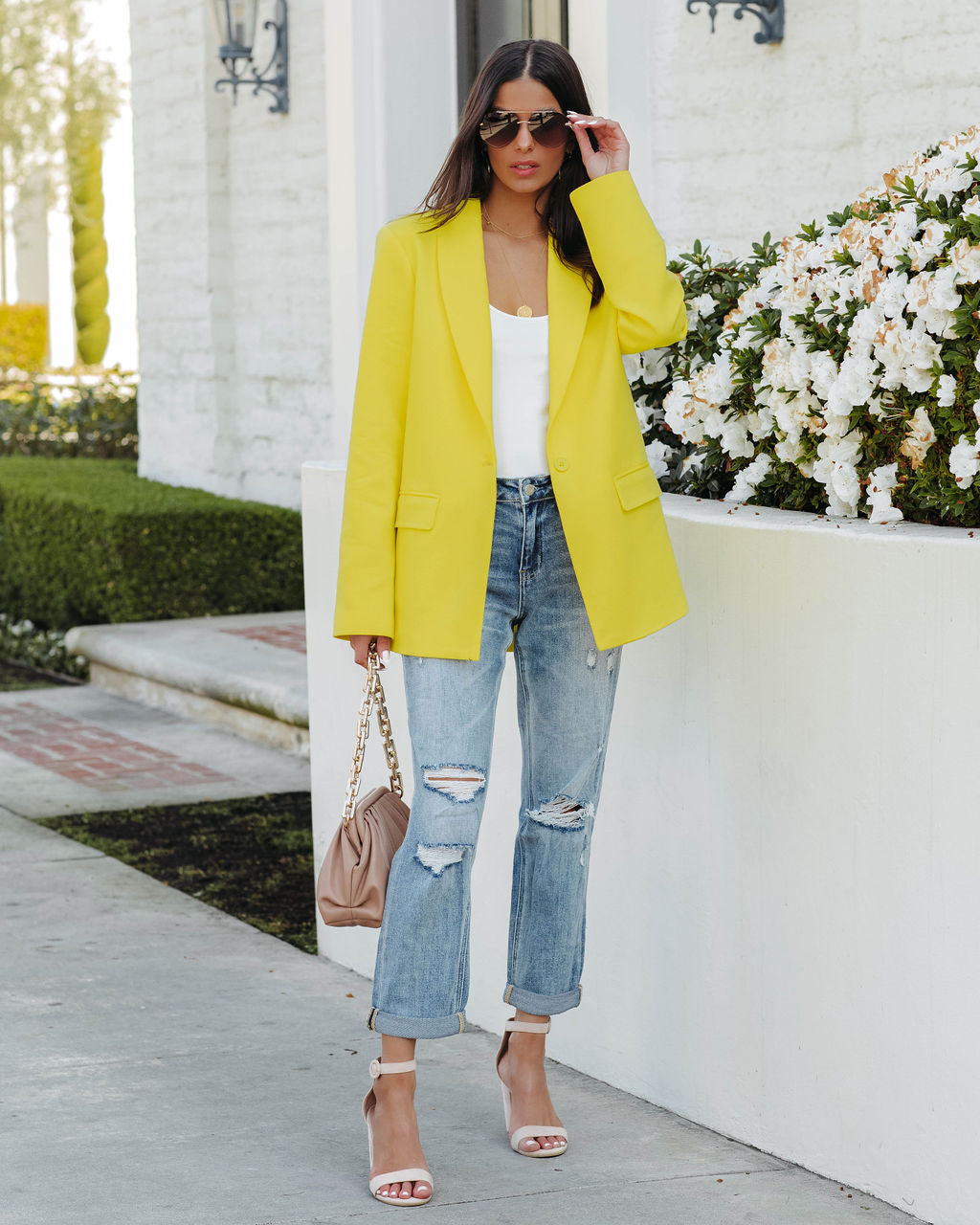 Beaming Cotton Pocketed Blazer - Yellow InsStreet