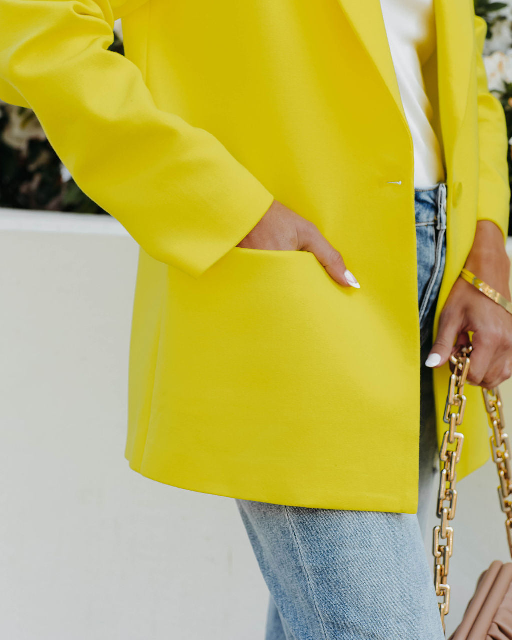 Beaming Cotton Pocketed Blazer - Yellow InsStreet