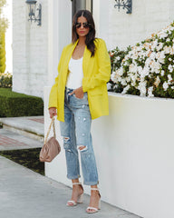 Beaming Cotton Pocketed Blazer - Yellow InsStreet