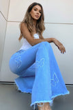 Beauty Of A Butterfly Super Flare Jeans - Light Blue Wash Ins Street