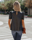 Benefit Puff Sleeve Faux Leather Top - Black InsStreet