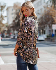 Bexlee Satin Collared Leopard Blouse - FINAL SALE InsStreet