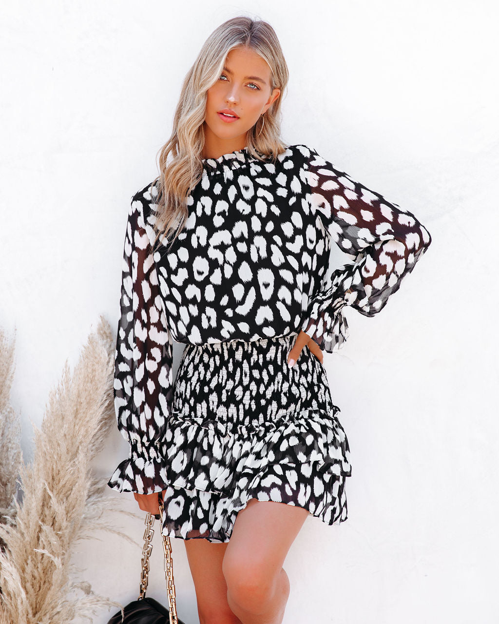 Big Bend Leopard Smocked Ruffle Dress InsStreet