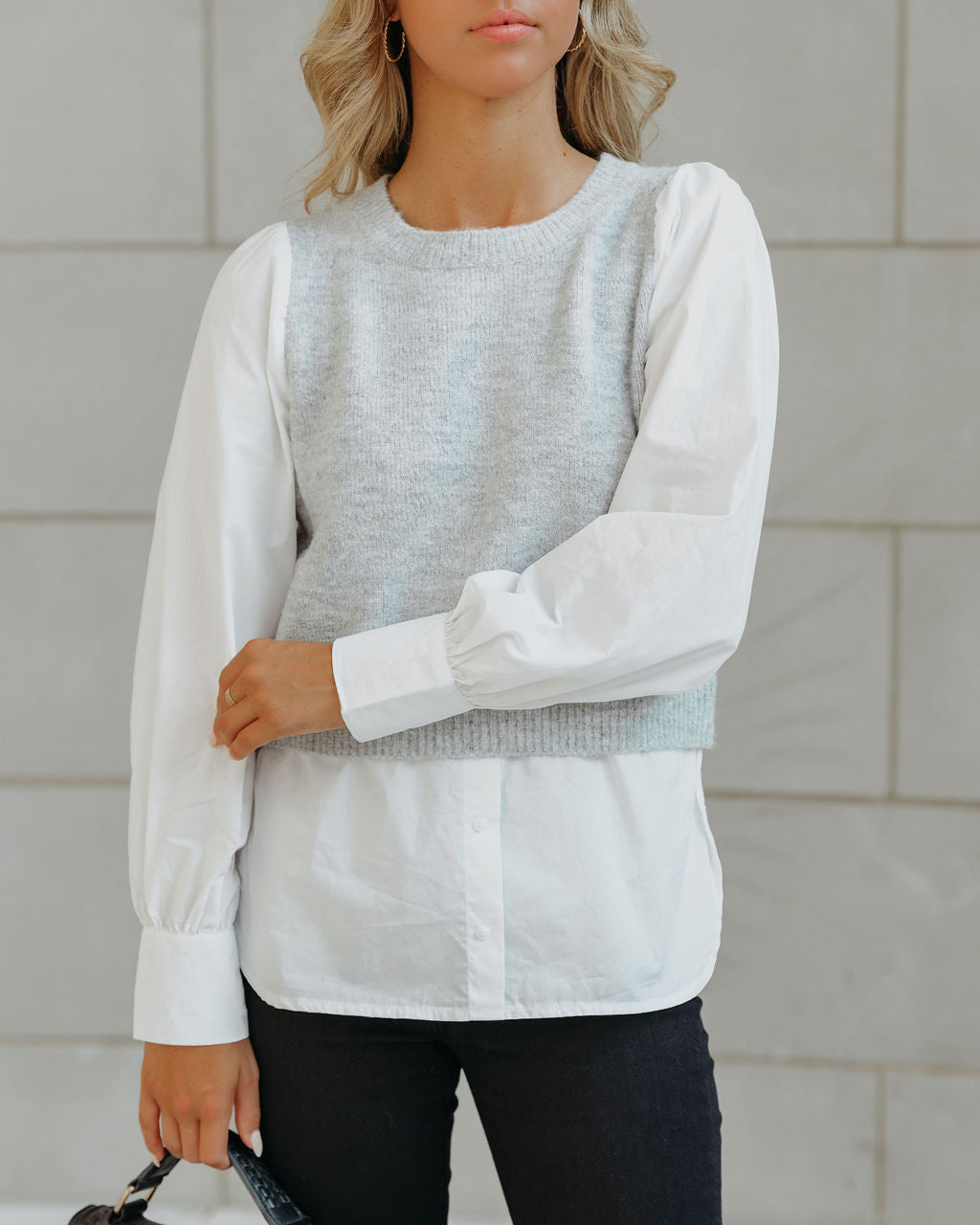 Bleecker Contrast Poplin Sweater Top - FINAL SALE InsStreet