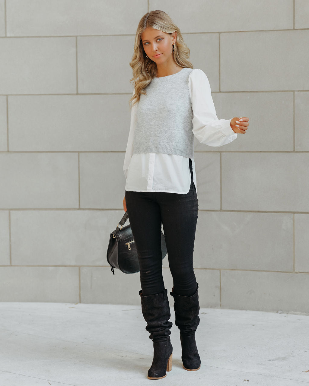 Bleecker Contrast Poplin Sweater Top - FINAL SALE InsStreet