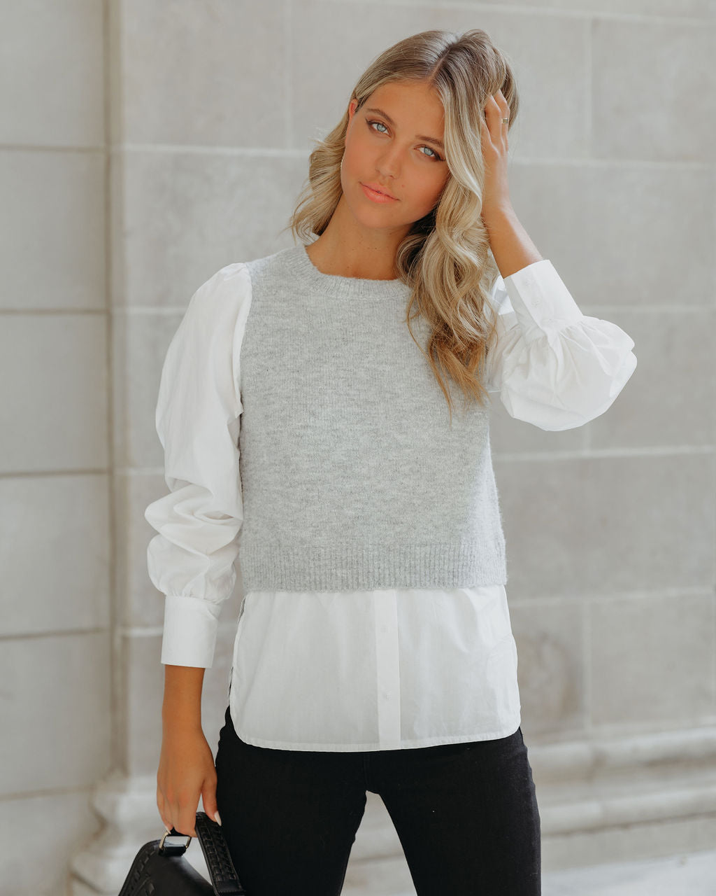 Bleecker Contrast Poplin Sweater Top - FINAL SALE InsStreet