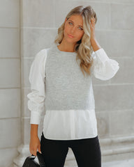 Bleecker Contrast Poplin Sweater Top - FINAL SALE InsStreet