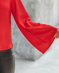 Booked Solid Satin Cowl Neck Blouse - Red - FINAL SALE InsStreet