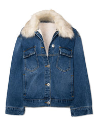 Boone Pocketed Faux Fur Denim Jacket - FINAL SALE InsStreet