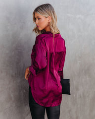 Braya Satin Collared Blouse - Burgundy - FINAL SALE Insstreet