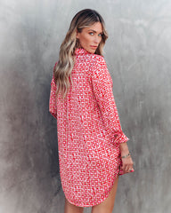 Brenleigh Printed Satin Button Down Tunic Ins Street