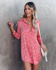 Brenleigh Printed Satin Button Down Tunic Ins Street