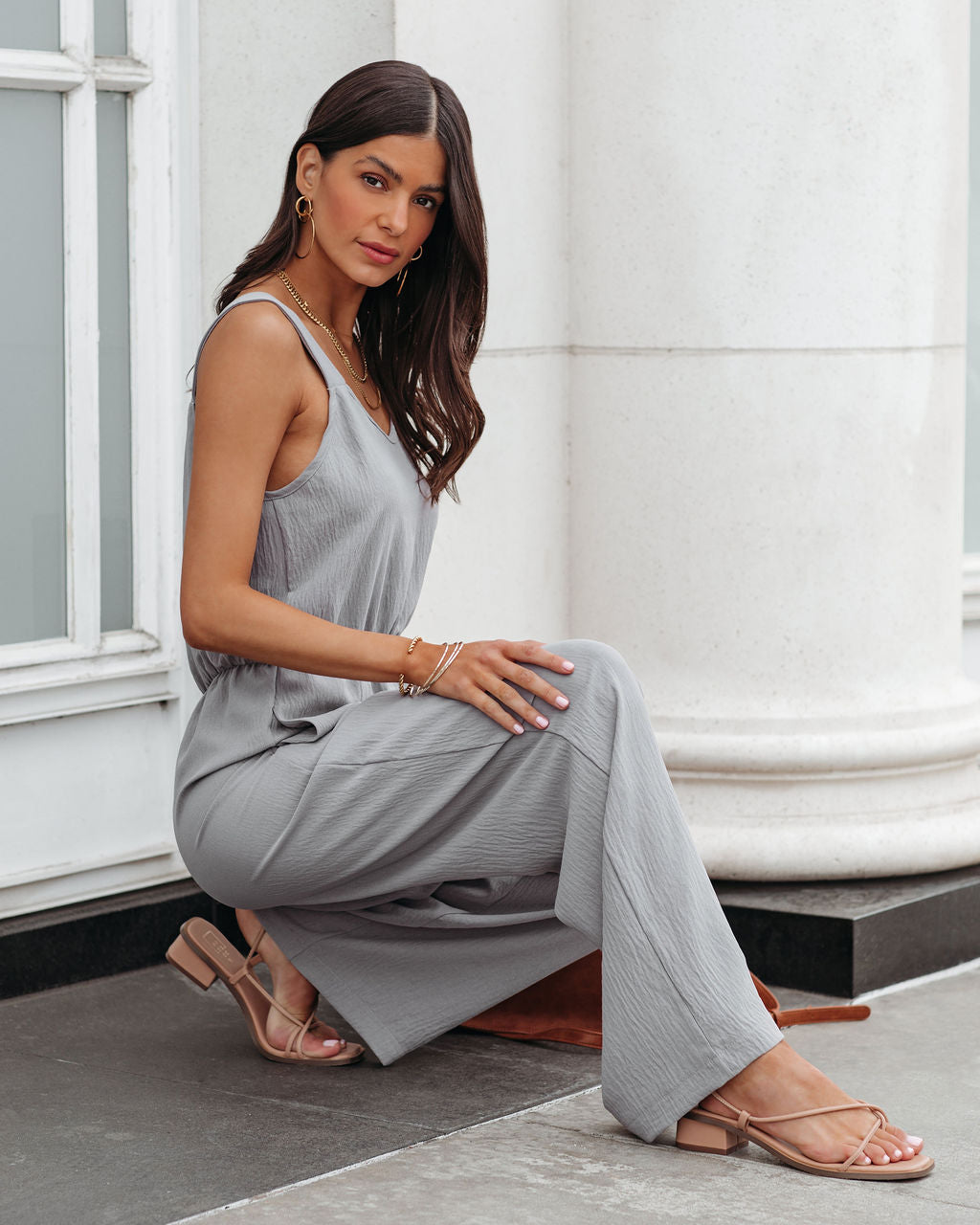 Brenna Pocketed Jumpsuit - Grey Ins Street